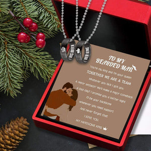 Couple Pendant Necklaces - Beard - To My Bearded Man - You're My King And I'm Your Queen - Gnw26062