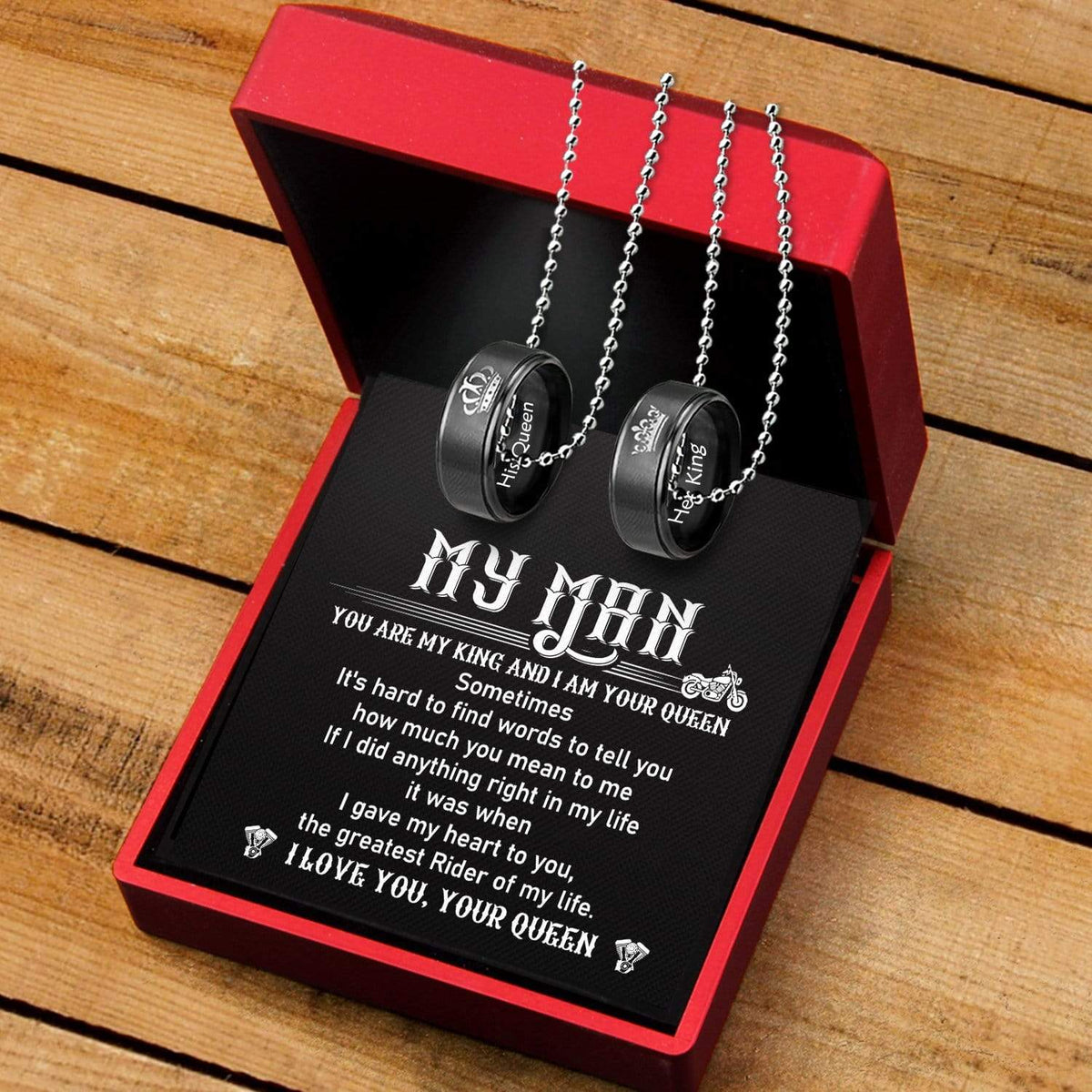 Couple Pendant Necklaces - Biker - To My Man - How Much You Mean To Me - Gnw26058