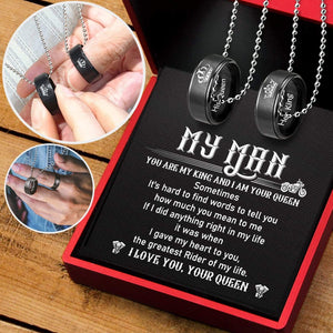 Couple Pendant Necklaces - Biker - To My Man - How Much You Mean To Me - Gnw26058