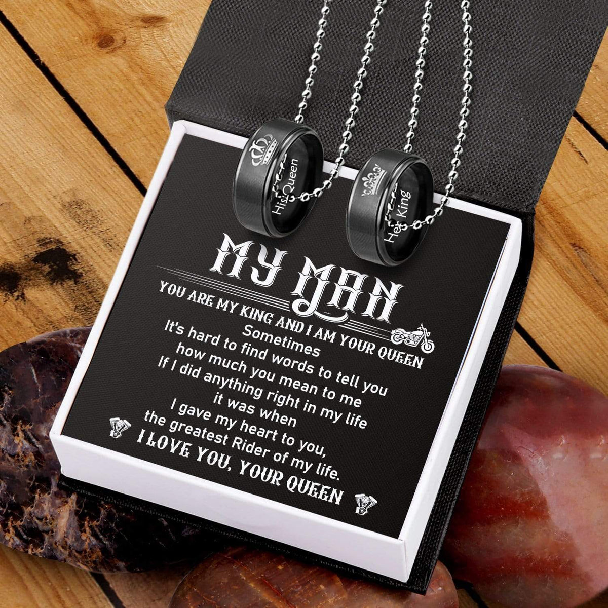 Couple Pendant Necklaces - Biker - To My Man - How Much You Mean To Me - Gnw26058