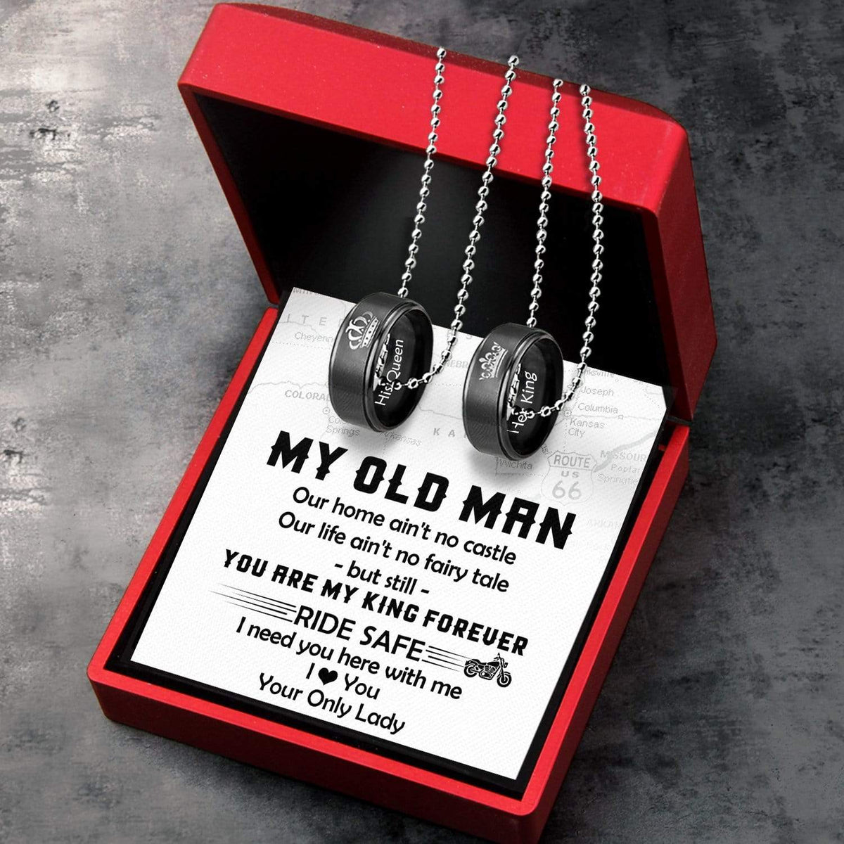 Couple Pendant Necklaces - Biker - To My Man - You Are My King Forever - Gnw26061