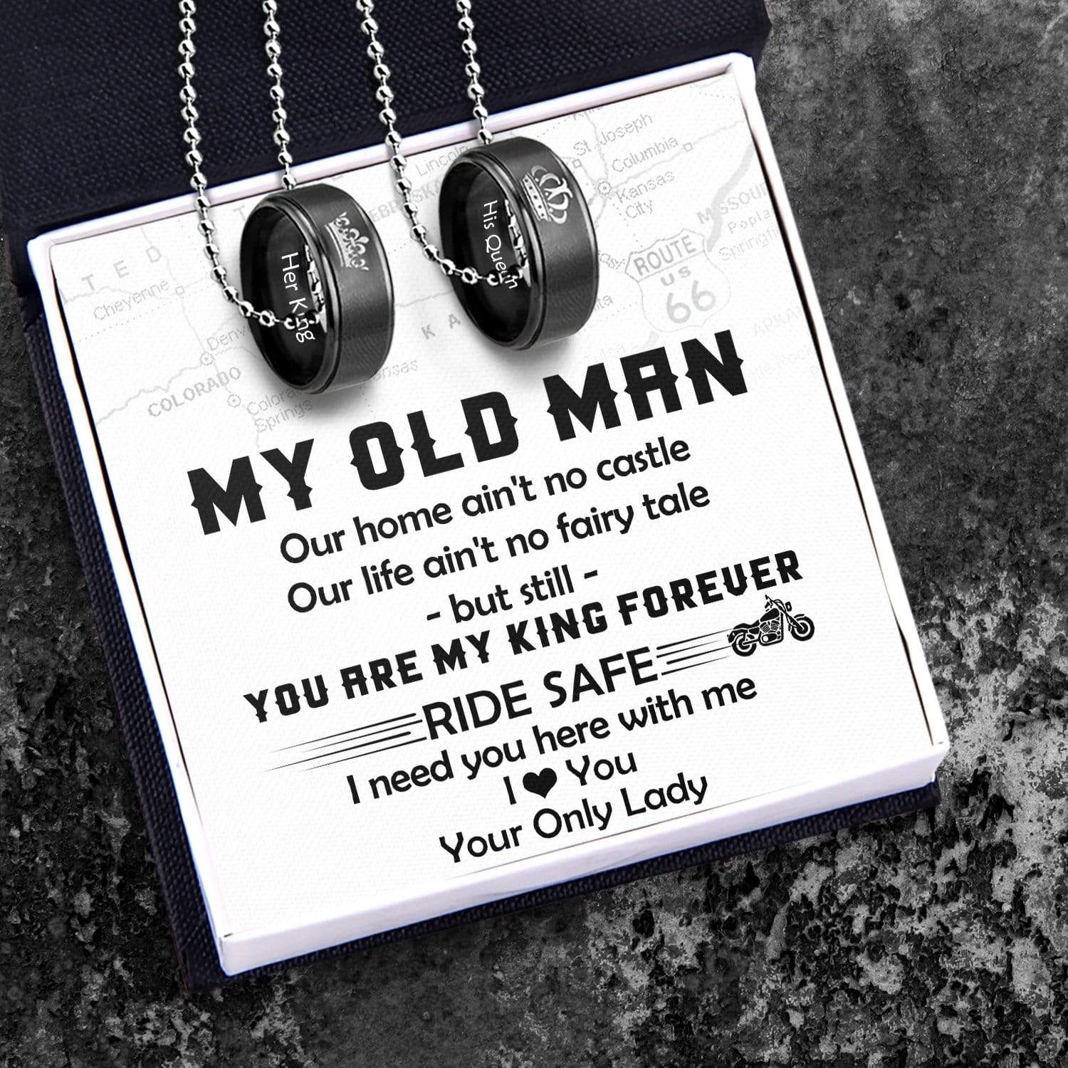 Couple Pendant Necklaces - Biker - To My Man - You Are My King Forever - Gnw26061