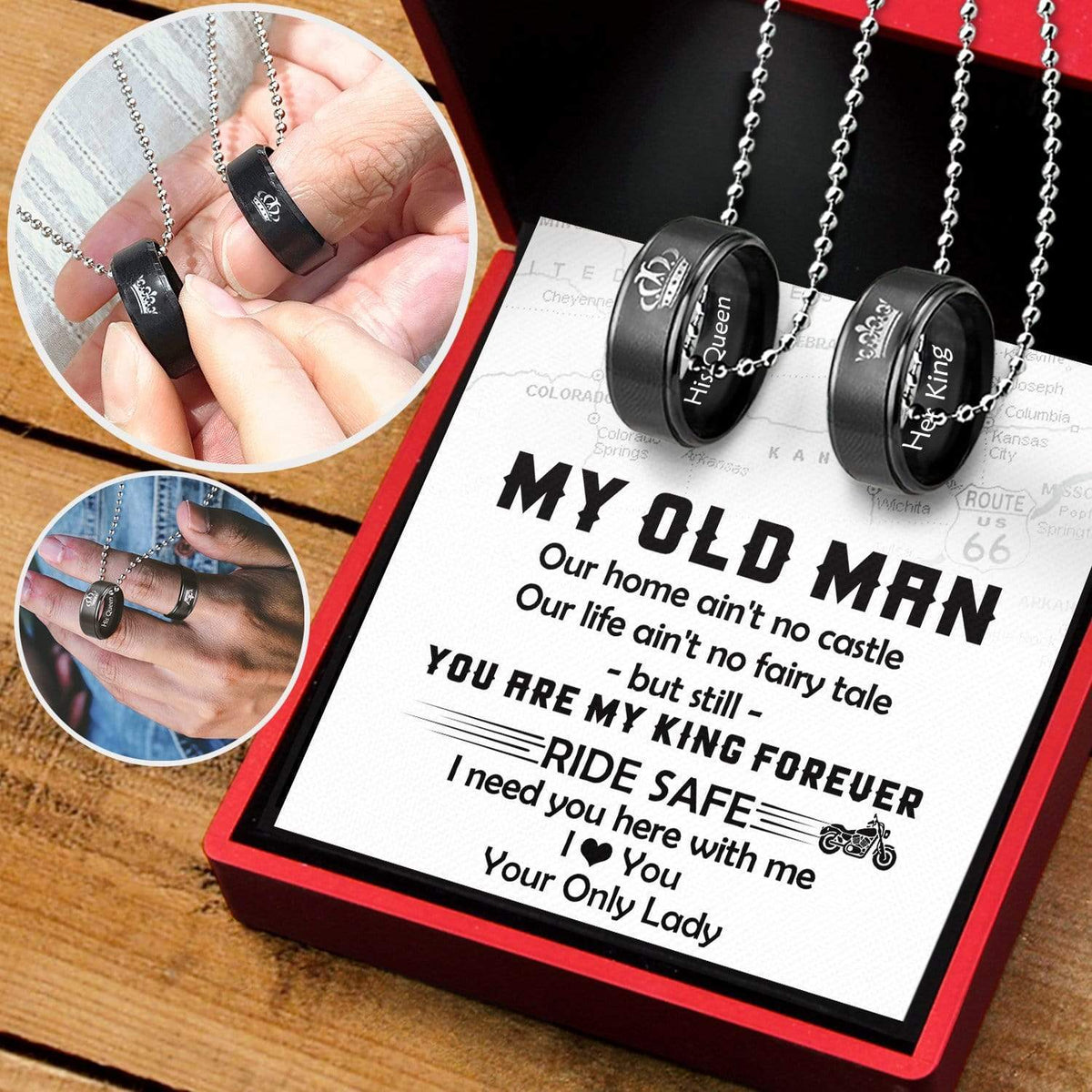 Couple Pendant Necklaces - Biker - To My Man - You Are My King Forever - Gnw26061