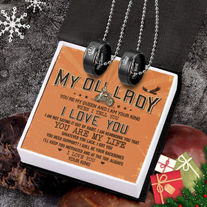 Couple Pendant Necklaces - Biker - To My Ol' Lady - I Will Be Your Backbones - Gnw13043