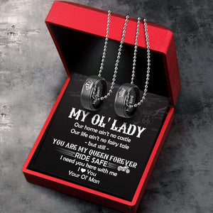 Couple Pendant Necklaces - Biker - To My Ol' Lady - You Are My Queen Forever - Gnw13039