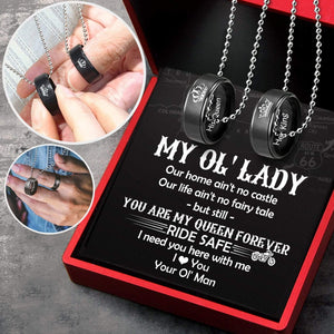 Couple Pendant Necklaces - Biker - To My Ol' Lady - You Are My Queen Forever - Gnw13039