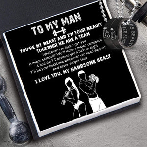 Couple Pendant Necklaces - Gym - To My Man - I'll Be Your Backbone Whenever You Need Support - Gnw26044