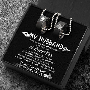 Couple Pendant Necklaces - Her King His Queen Crown Letter Necklaces - For Classic Bike Husband - Gnw14001