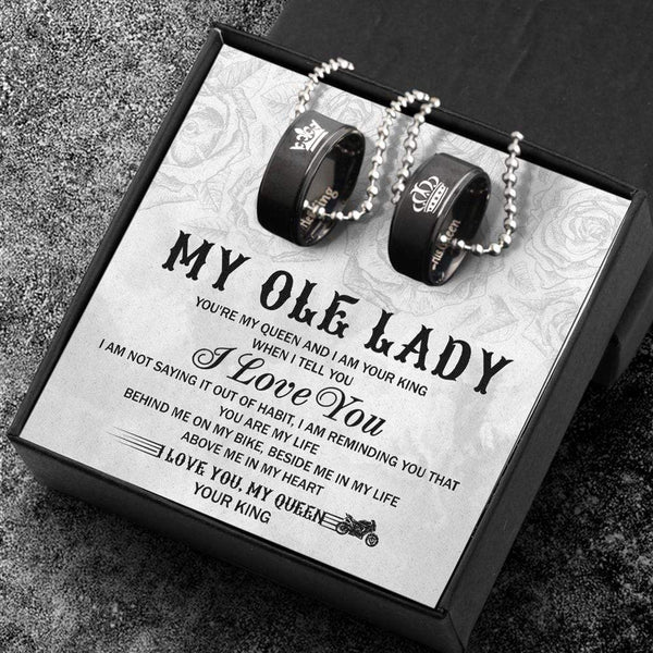 Wolentty King and Queen Couples Necklaces Stainless Steel Dog Tags Chain  His & Hers Matching Jewelry Gifts for Valentine's Day (Black) | Amazon.com