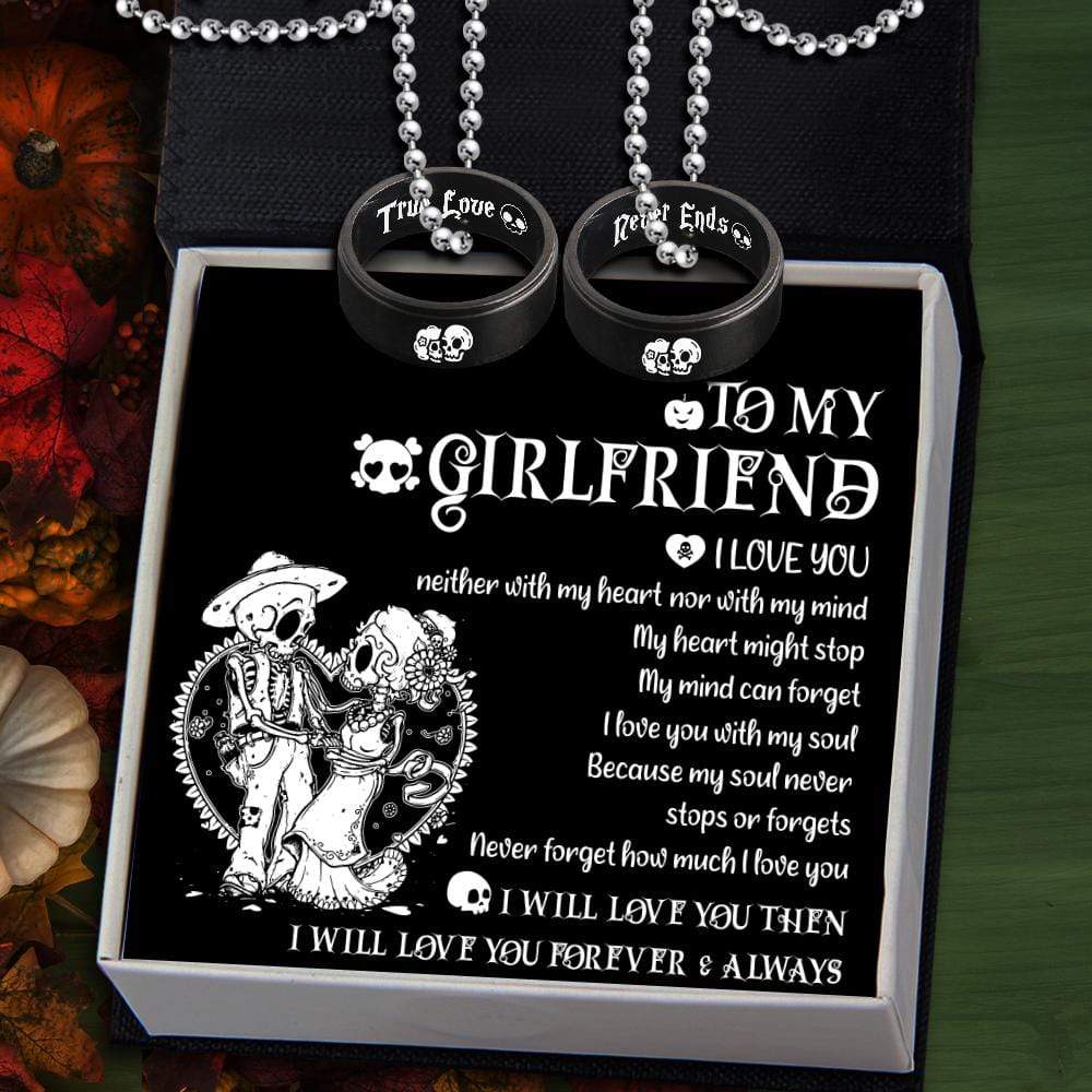 Couple Pendant Necklaces - My Girlfriend - I Will Love You Forever & Always - Gnw13036