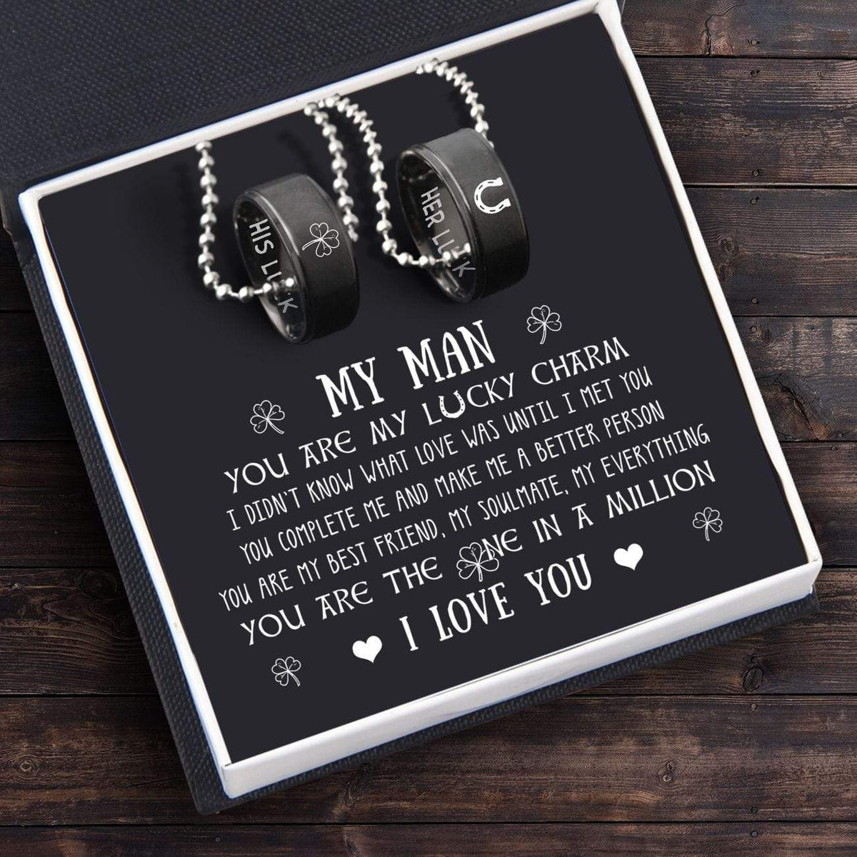 Couple Pendant Necklaces - Shamrock And Horseshoe Necklaces - St. Patrick's Day Gift - To My Man - Gnw26004