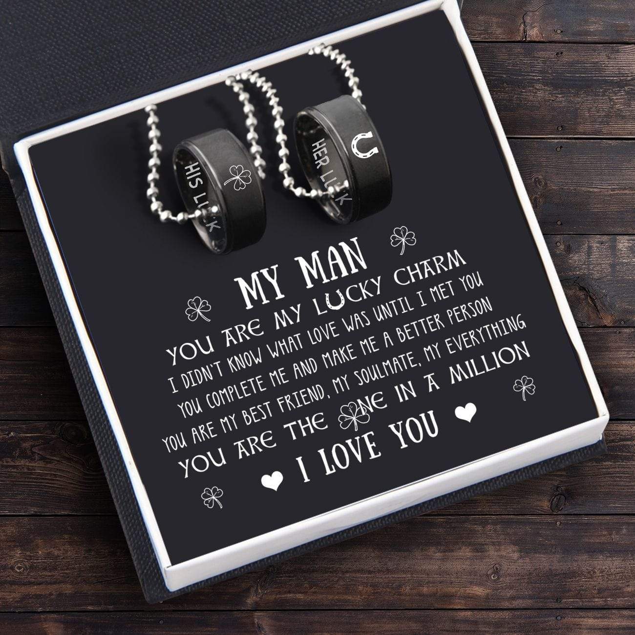 Couple Pendant Necklaces - Shamrock And Horseshoe Necklaces - St. Patrick's Day Gift - To My Man - Gnw26004