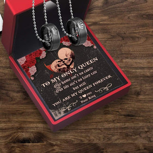 Couple Pendant Necklaces - Skull & Tattoo - To My Only Queen - You Are My Queen Forever - Gnw13042