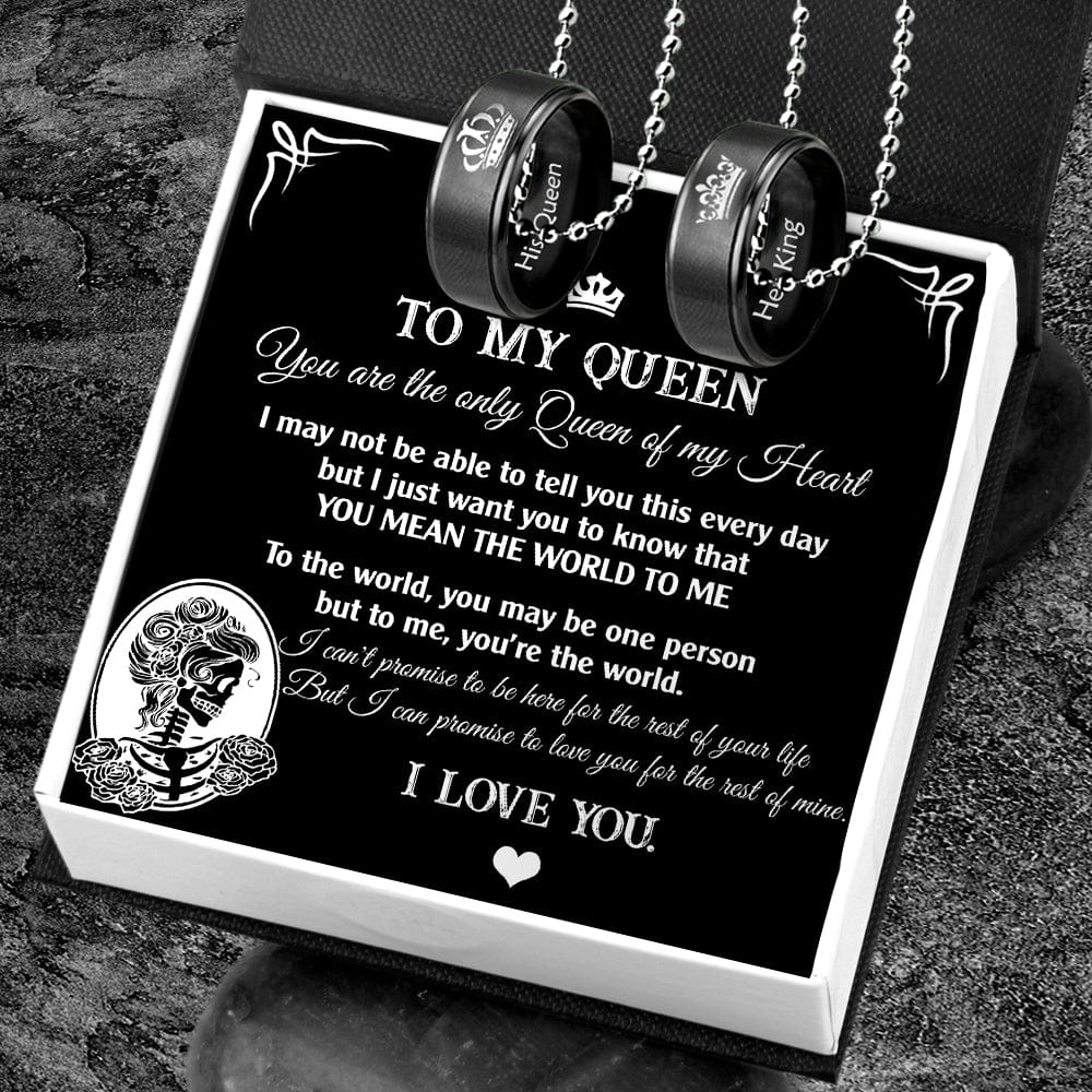 Couple Pendant Necklaces - Skull - To My Queen - I Love You - Gnw13046