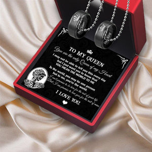 Couple Pendant Necklaces - Skull - To My Queen - I Love You - Gnw13046