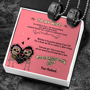 Couple Pendant Necklaces - Skull - To My Wife - Welcome To The Greatest Journey Of Your Life - Gnw15036