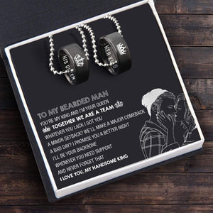 Personalized Couple Pendant Necklaces - To My Bearded Man - You're My King And I'm Your Queen - Gnw26015