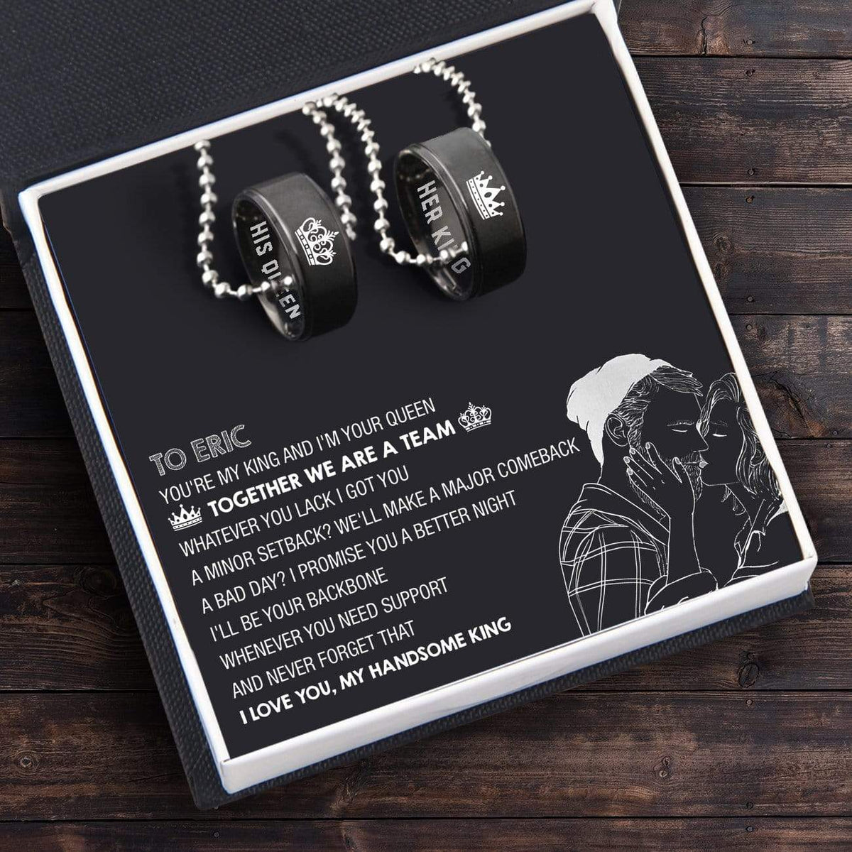 Personalized Couple Pendant Necklaces - To My Bearded Man - You're My King And I'm Your Queen - Gnw26015