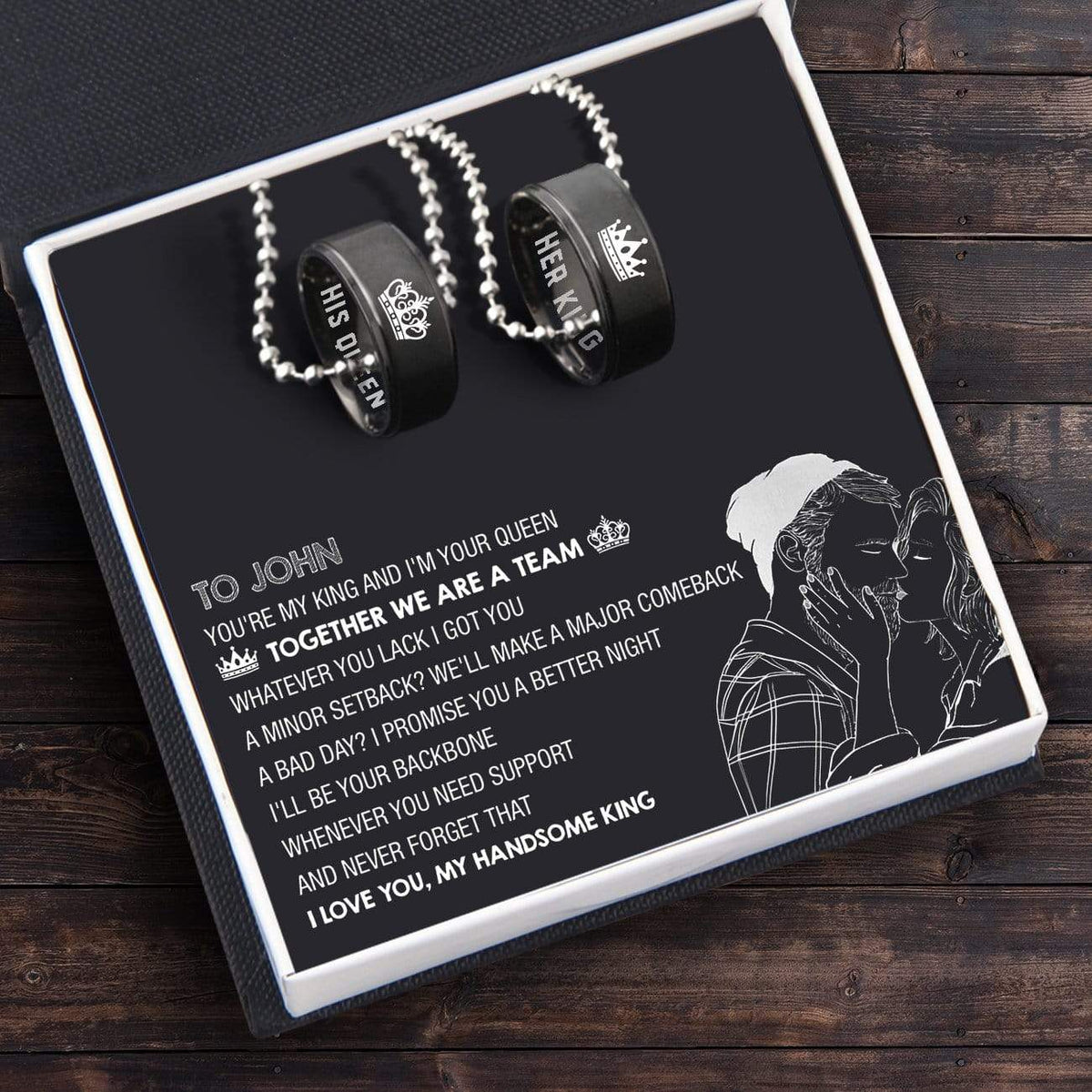 Personalized Couple Pendant Necklaces - To My Bearded Man - You're My King And I'm Your Queen - Gnw26015