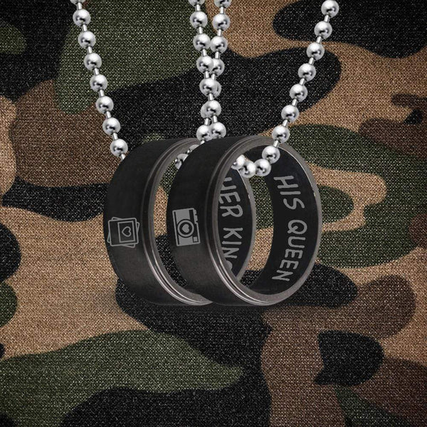 Uloveido Comfort Fit Titanium Metal Color Square Dog Tag Military Couple  Necklaces Set for Women Men His Queen Her King Pair Necklace (White  Pairs/King Queen) SN155 - Walmart.com
