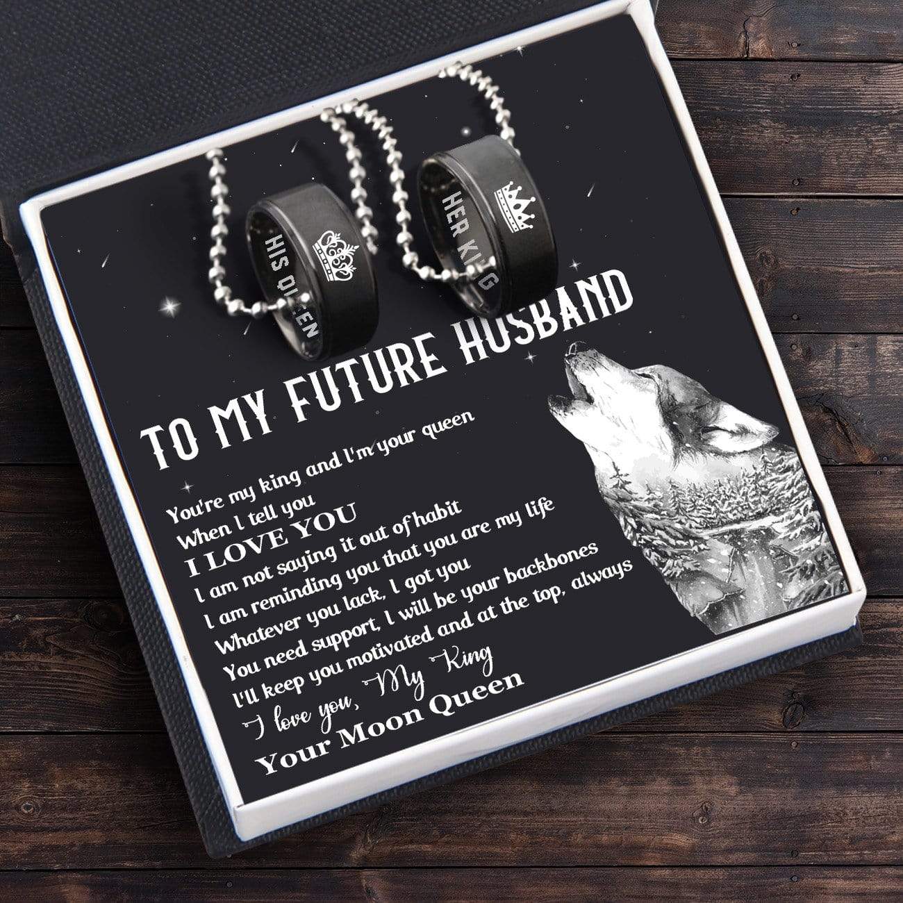 Couple Pendant Necklaces - To My Future Husband - You Are My King And I Am Your Queen - Gnw24006
