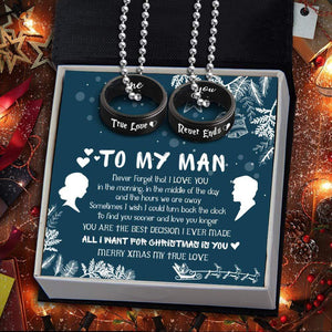 Couple Pendant Necklaces - To My Man - All I Want For Christmas Is You - Gnw26048