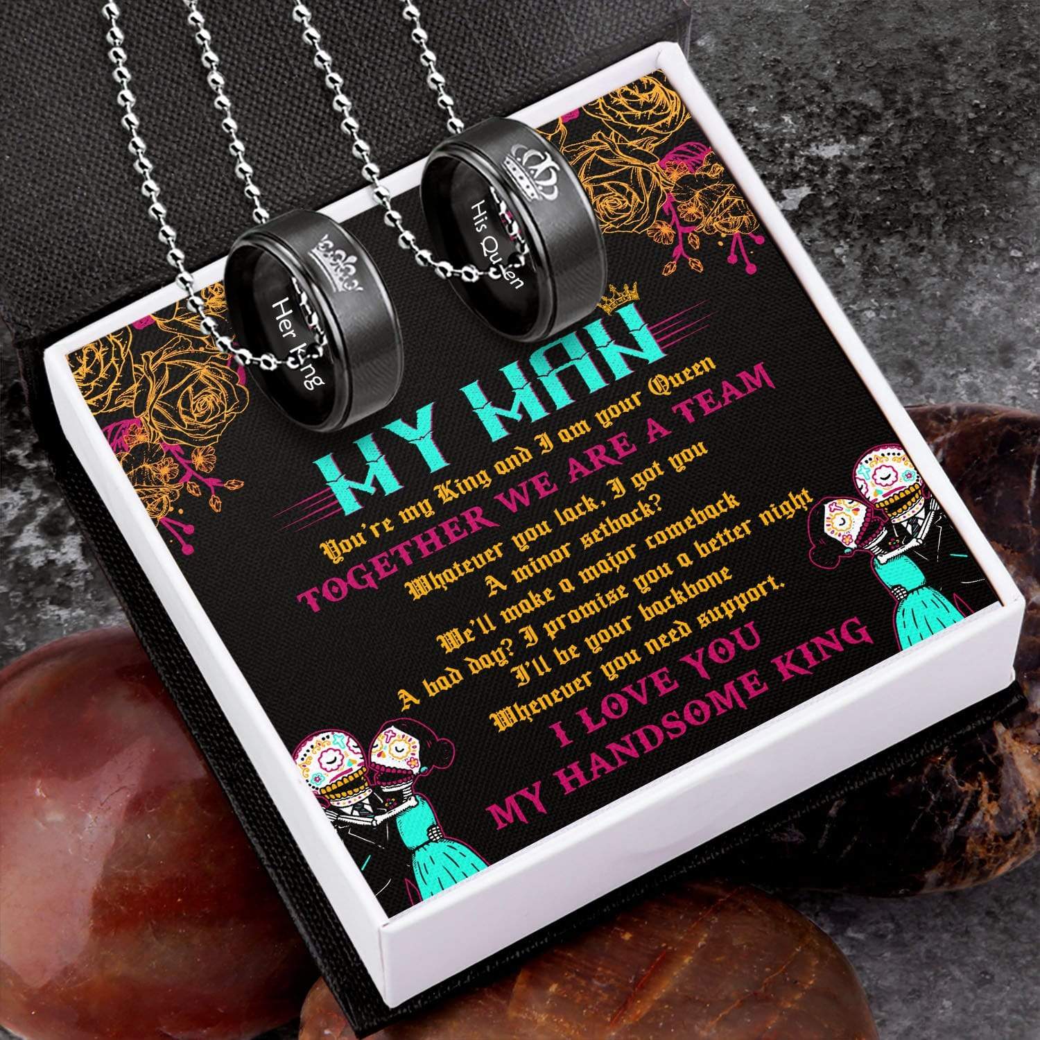 Couple Pendant Necklaces - To My Man - I Love You - Gnw26056