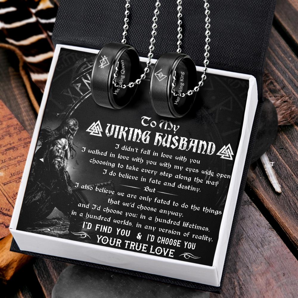 Couple Pendant Necklaces - To My Viking Husband - I Walked In Love With You - Gnw14008
