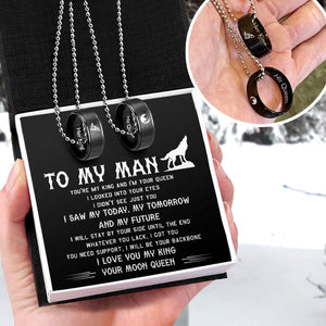 Couple Pendant Necklaces - Wolf - To My Man - I Will Stay By Your Side Until The End - Gnw26064