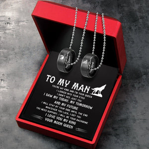 Couple Pendant Necklaces - Wolf - To My Man - I Will Stay By Your Side Until The End - Gnw26064