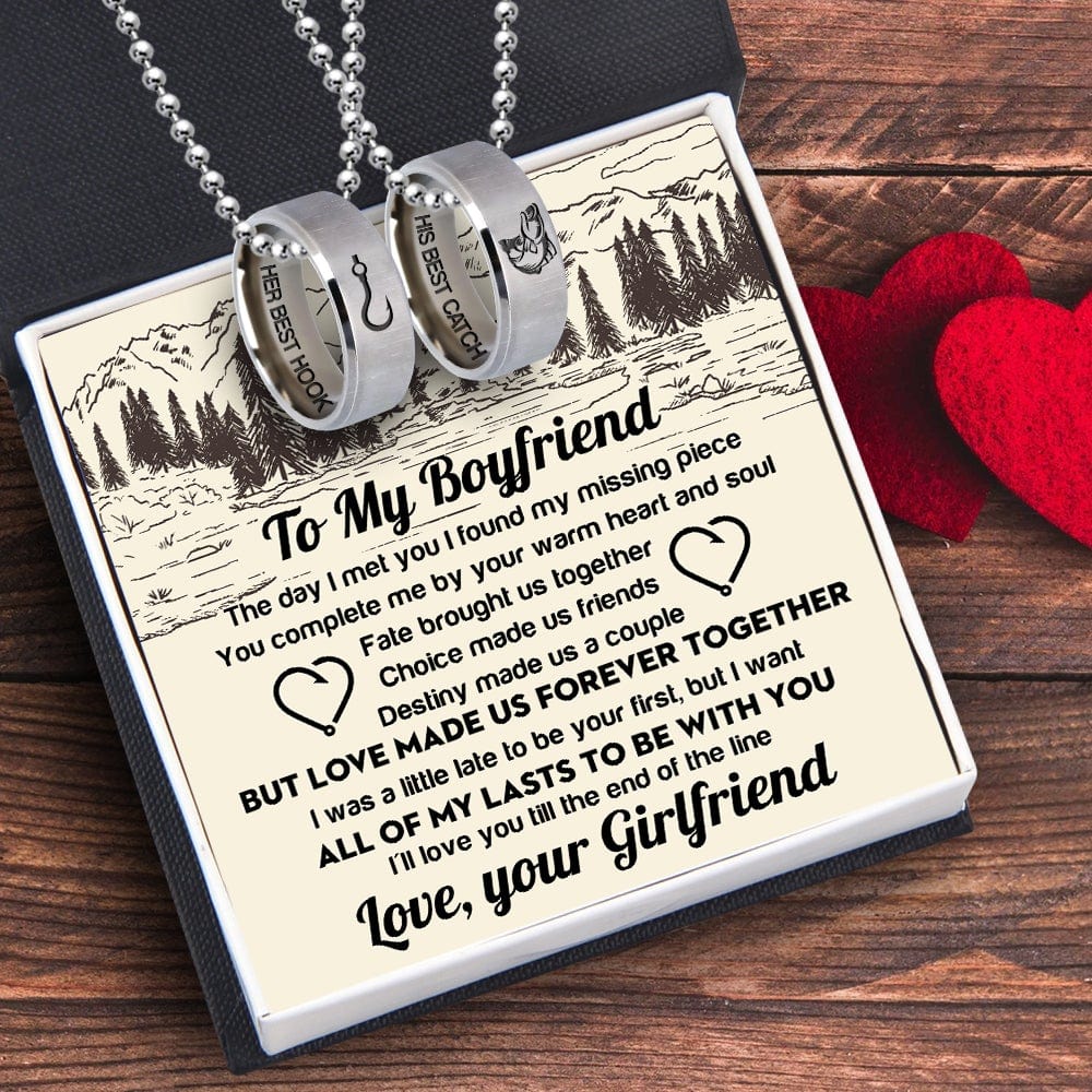 Couple Ring Necklaces - Fishing - to My Boyfriend - I'll Love You Till The End of The Line - Gndx12001 Standard Box