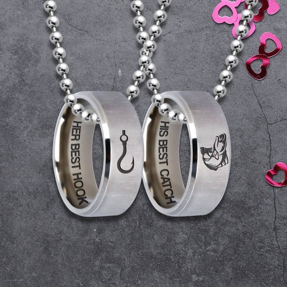 Couple Ring Necklaces - Fishing - to My Boyfriend - I'll Love You Till The End of The Line - Gndx12001 LED Light Box +
