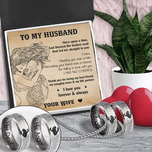Couple Ring Necklaces - Skull - To My Husband - I Love You Forever & Always- Gndx14004