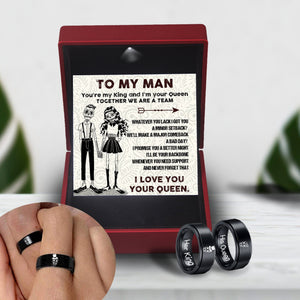 Couple Ring - Skull & Tattoo - To My Man - You're My King And I'm Your Queen - Grlc26006