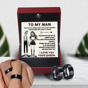 Couple Ring - Skull & Tattoo - To My Man - You're My King And I'm Your Queen - Grlc26006