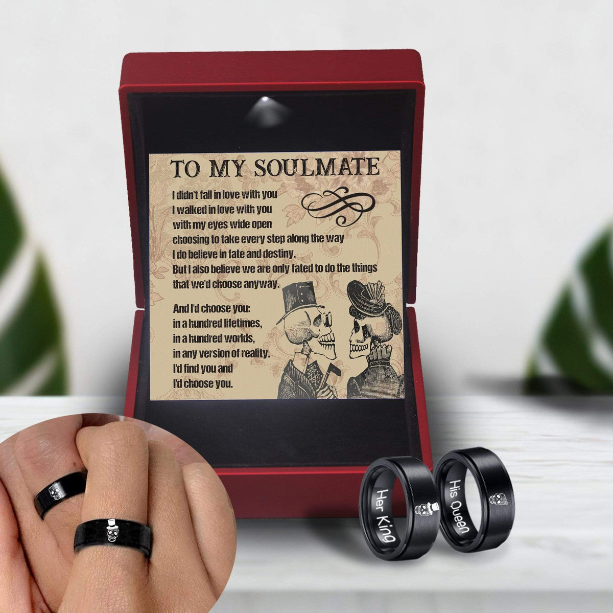 Couple Ring - Skull & Tattoo - To My Soulmate - I'd Choose You - Grlc26003