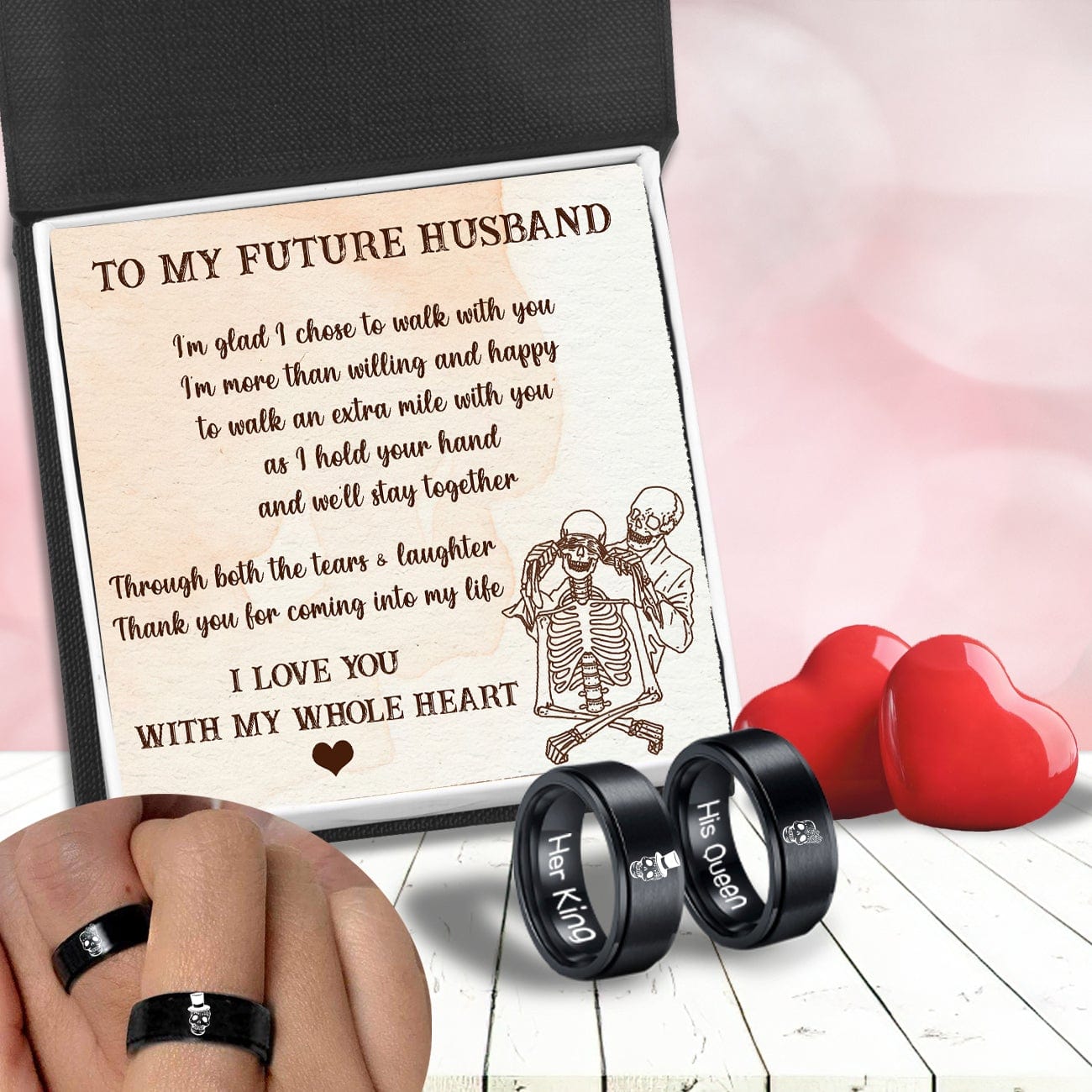 Couple Ring - Skull - To My Future Husband - I Love You With My Whole Heart - Grlc24001