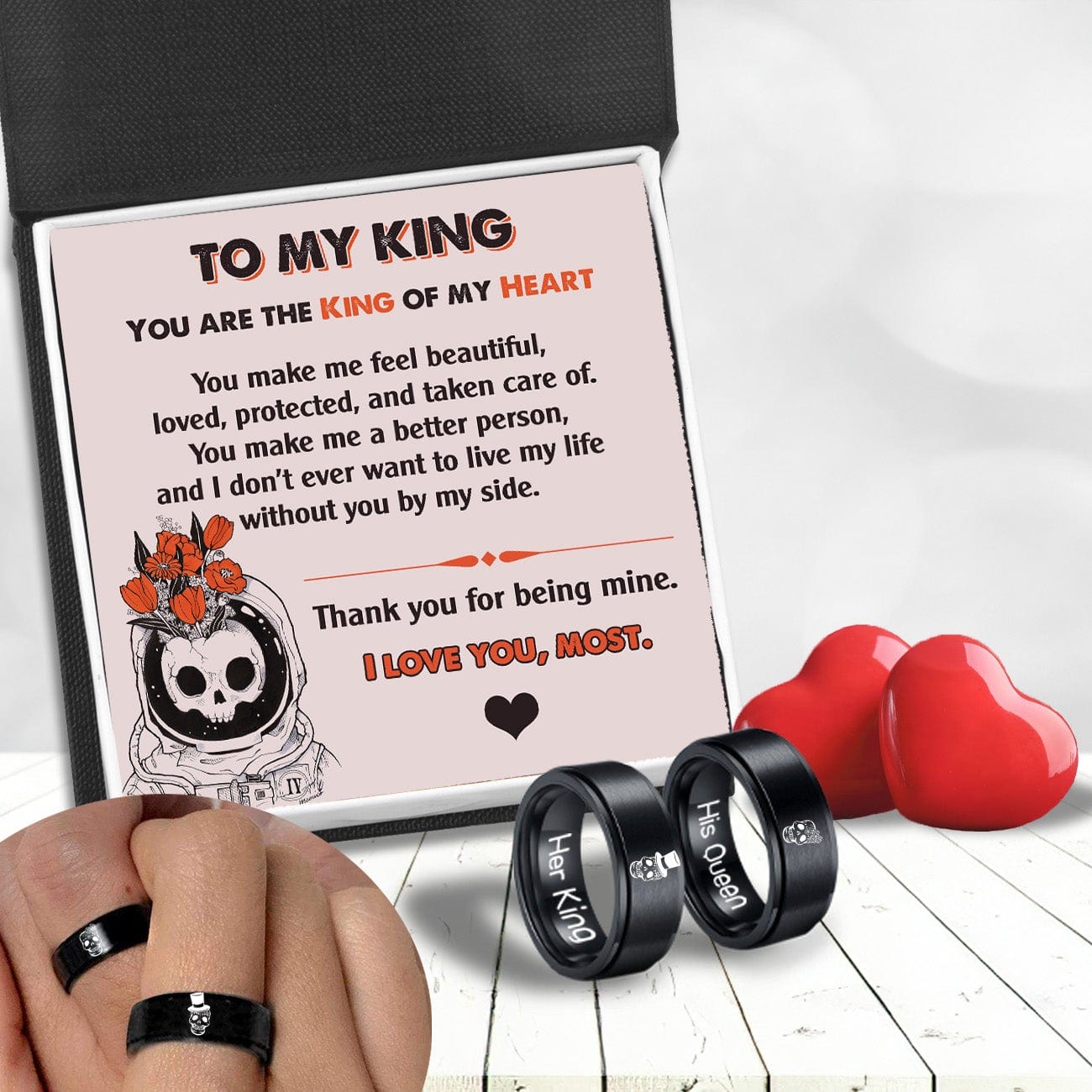 Couple Ring - Skull - To My King - You Are The King Of My Heart - Grlc26005