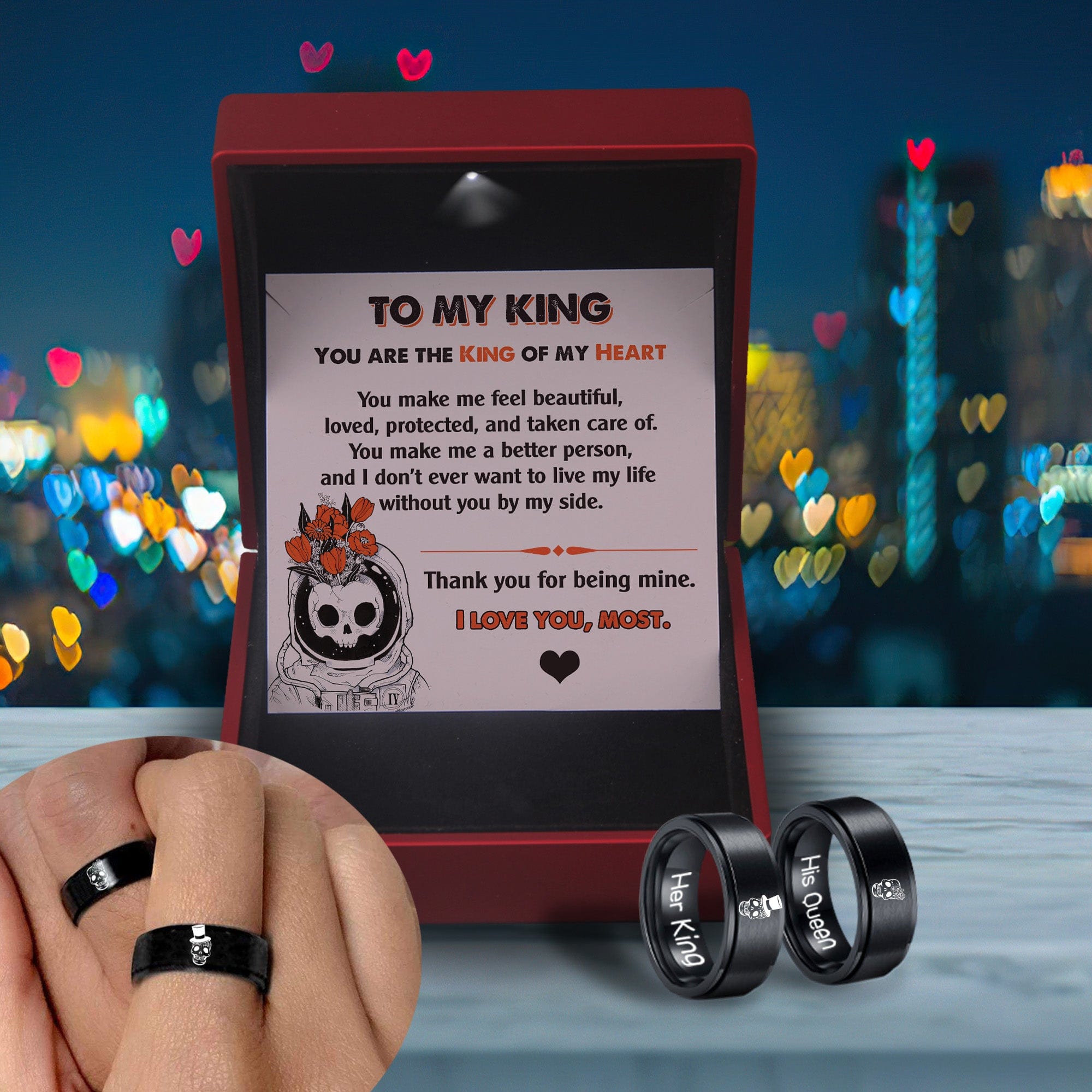 Couple Ring - Skull - To My King - You Are The King Of My Heart - Grlc26005