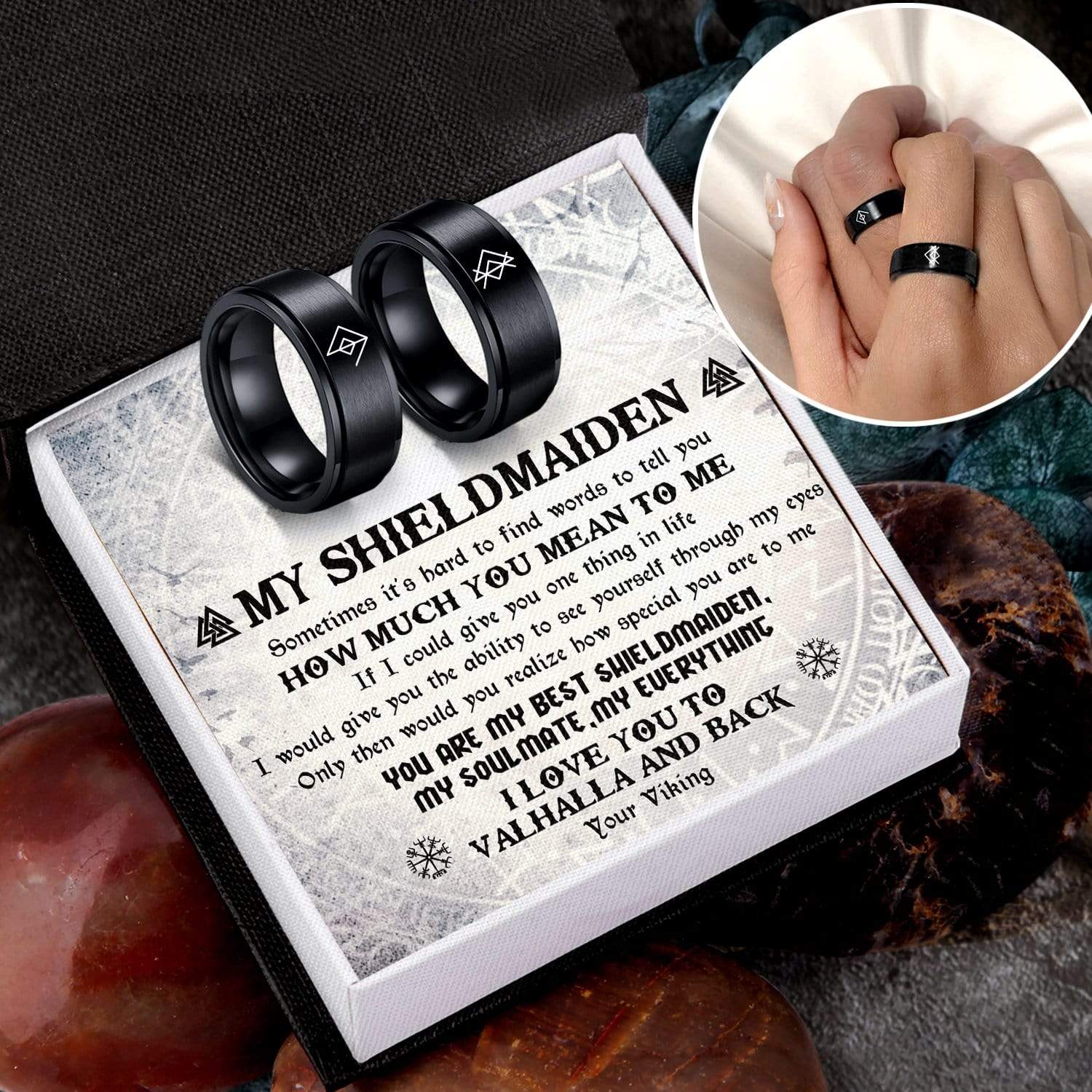 Couple Ring - Viking - My ShieldMaiden - I Love You To Valhalla And Back - Grlc13001
