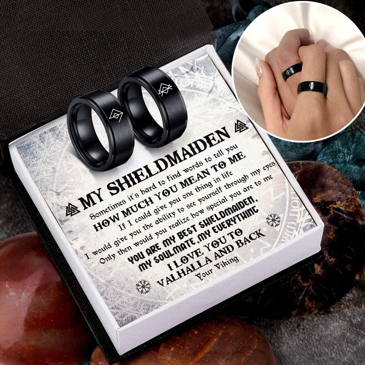 Couple Ring - Viking - My ShieldMaiden - I Love You To Valhalla And Back - Grlc13001