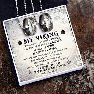 Couple Rune Ring Necklaces - My Viking - I Love You To Valhalla And Back - Gndx26004