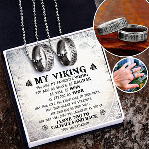 Couple Rune Ring Necklaces - My Viking - I Love You To Valhalla And Back - Gndx26004
