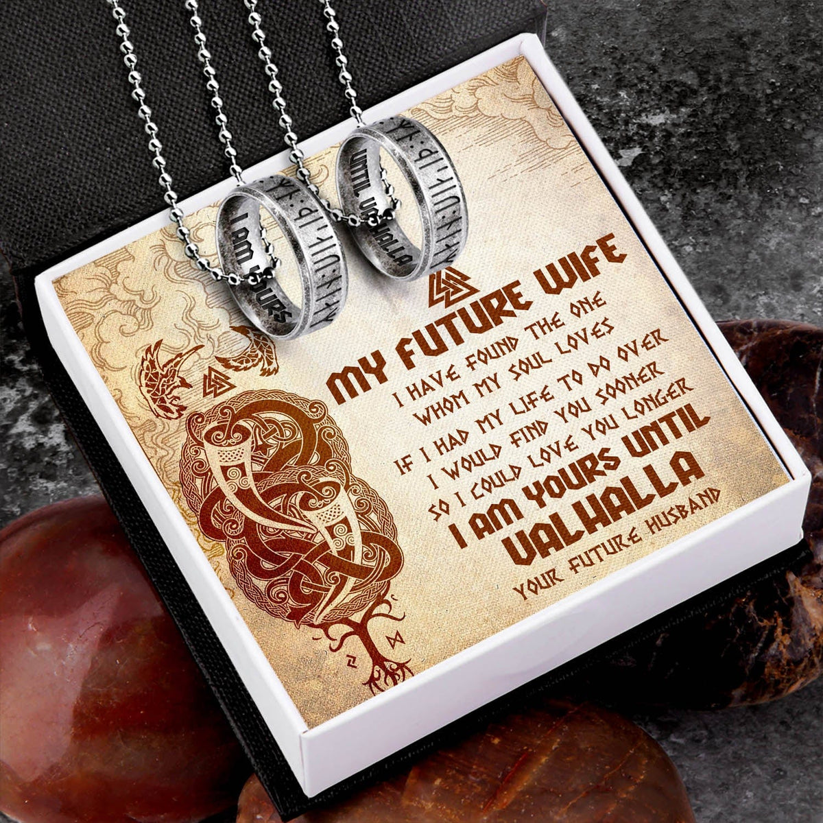 Couple Rune Ring Necklaces - Viking - To My Future Wife - I Would Find You Sooner So I Could Love You Longer  - Gndx25003