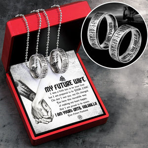 Couple Rune Ring Necklaces - Viking - To My Future Wife - The Day I Met You, My Life Changed - Gndx14006