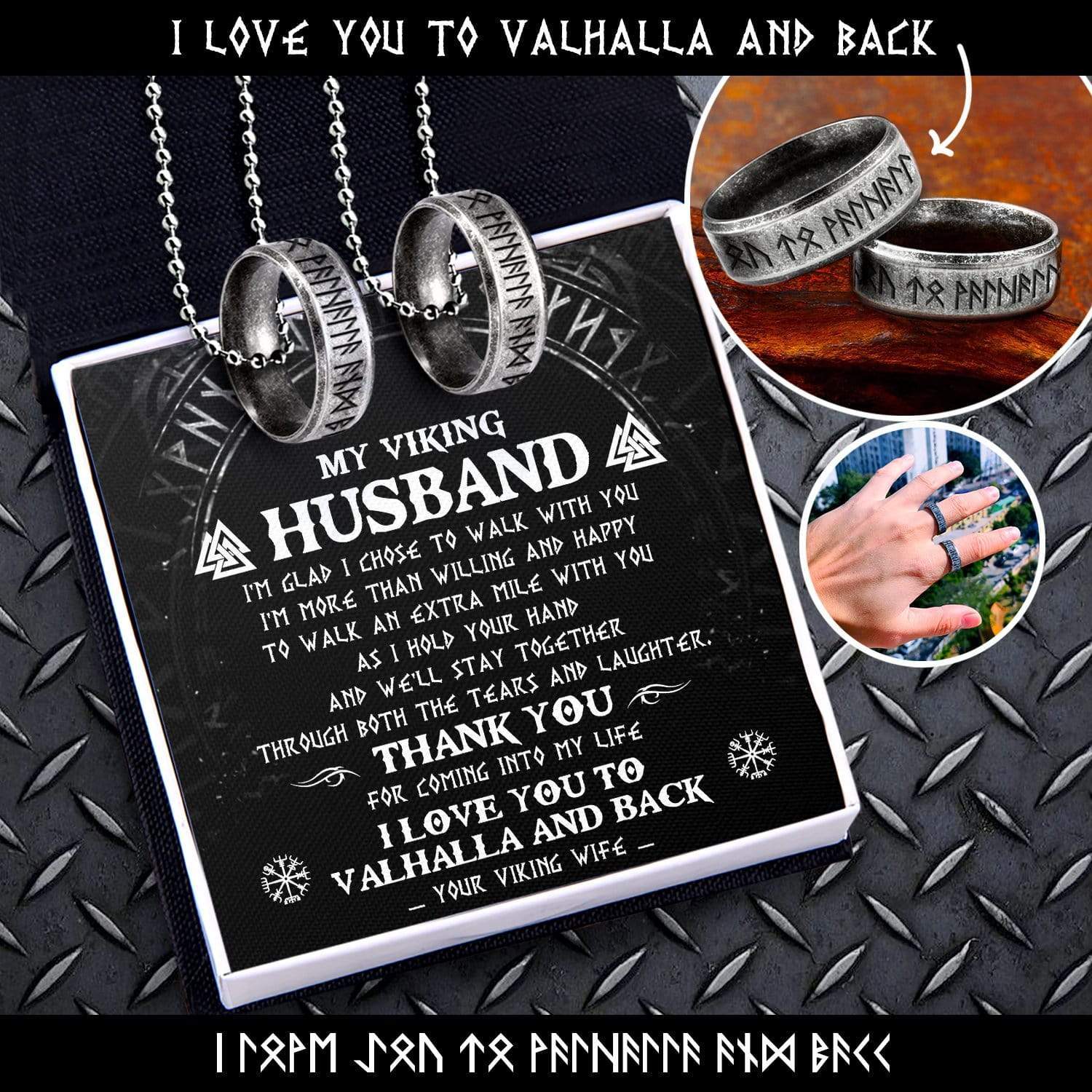 Couple Rune Ring Necklaces - Viking - To My Husband - Thank You  - Gndx14002