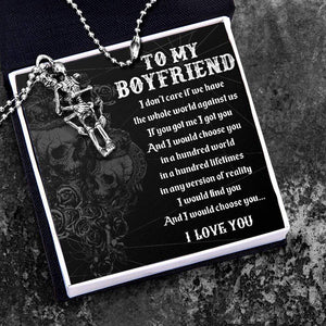 Couple Skulls Hug Necklace - Skull - To My Boyfriend - I Love You - Gnaj12001