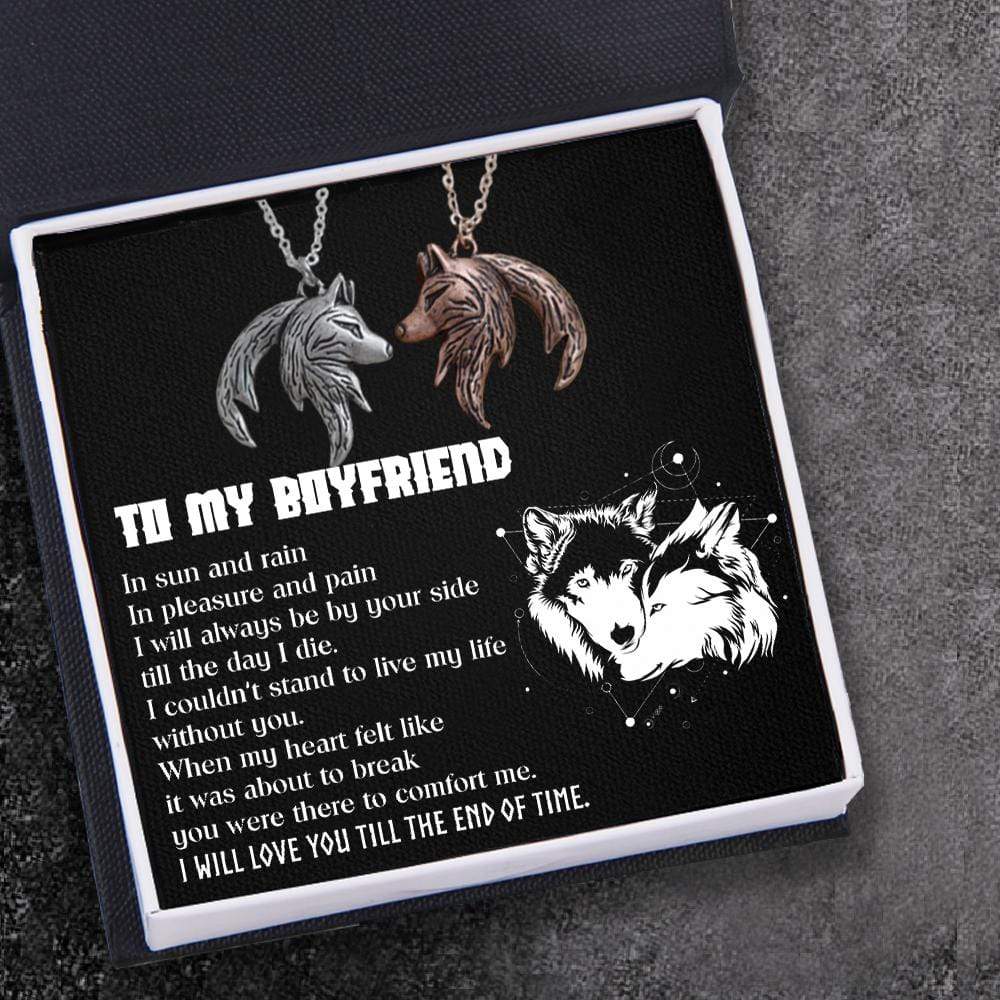 Couple Wolf Pendant Necklaces - To My Boyfriend - I Will Love You Till The End Of Time - Gnbd12001