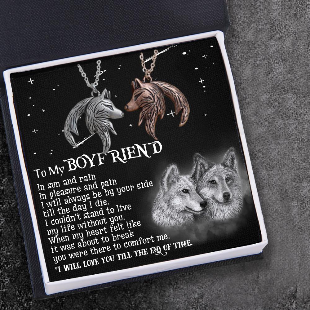 Couple Wolf Pendant Necklaces - To My Boyfriend - You Were There To Comfort Me - Gnbd12003