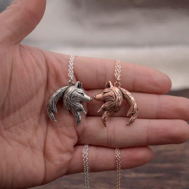 Couple Wolf Pendant Necklaces - To My Girlfriend - I'll Love You Till The End Of Time - Gnbd13003